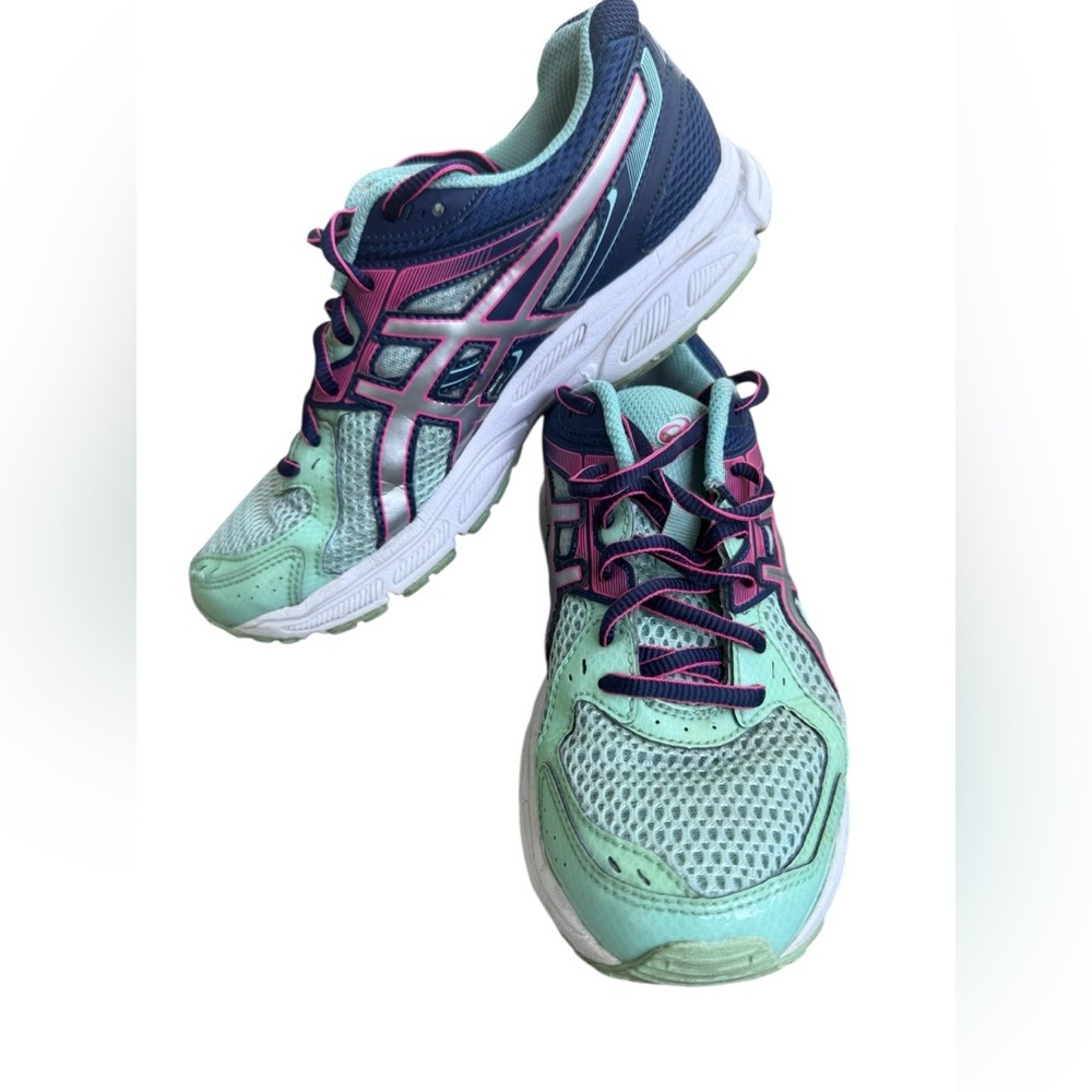 Donated to Philippines—-ASICS Green and Pink Athletic Shoes with Mesh Upper - Picture 5 of 16